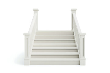 White staircase with evenly spaced steps isolated on a white background