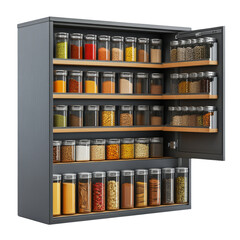 Modern Cabinet With Integrated Spice Dispenser on Transparent Background