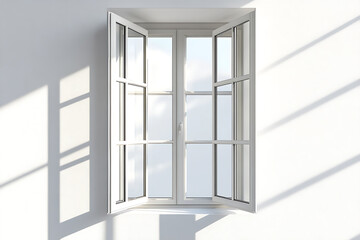 Fototapeta premium Window shadow on the wall sun leaks light isolated on a white background