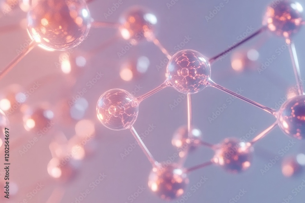 Poster intricate molecular structures illuminated with soft pastel colors in abstract scientific representa