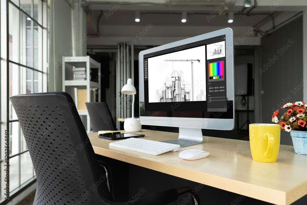 Poster architectural design modish software application for architect business and professional designer