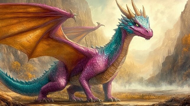 Majestic Wise Crystal Rainbow Dragon Surveys Its Terrain in a Vast and Enchanting Valley