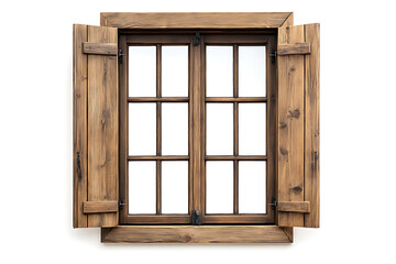 Wooden window isolated on a white background