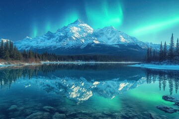 Green northern lights dancing across the night sky in a captivating display.