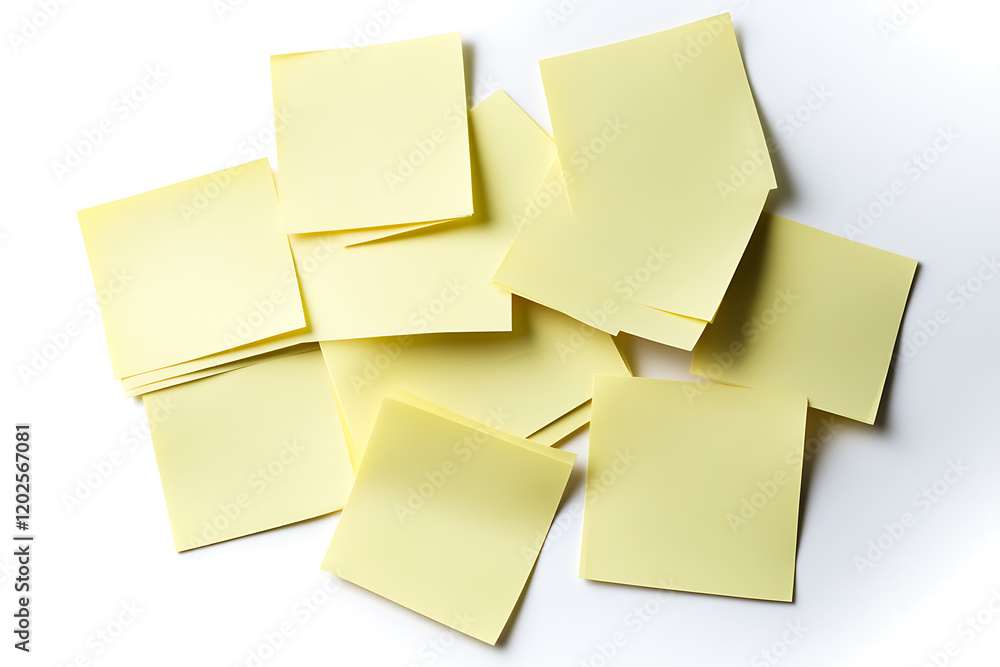 Poster yellow sticky post it notes isolated on a white background