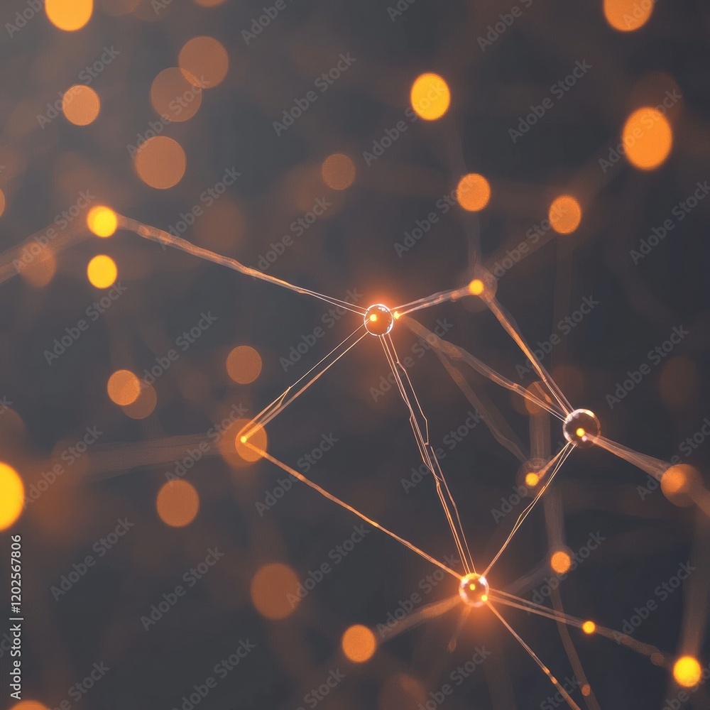 Leinwandbilder Intricate network of glowing nodes and connections illuminated in a dark space at nighttime. Generative AI