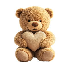 Fototapeta premium Cute Bear Holding Heart on Transparent Background for Design Purposes