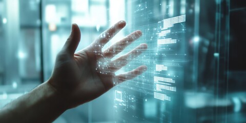 Hand interacting with digital gantt chart