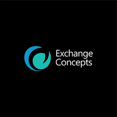 Exchange Concepts Technology Innovative Circle Global Abstract Letter E logo design combines tech innovation with global reach for a cutting-edge brand identity corporate image editable vector.