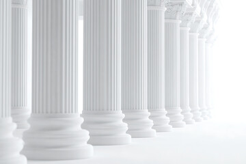 Obraz premium Set of white classic columns isolated on a white background
