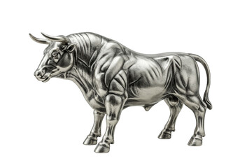 Fototapeta premium Silver Bull isolated on transparent background png