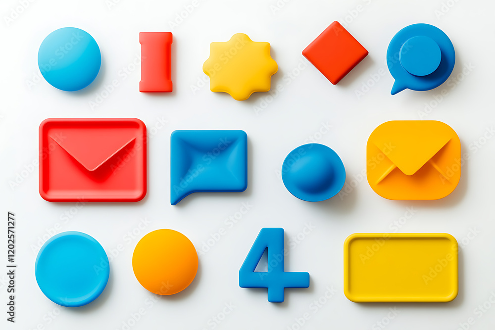 Fototapete speech bubbles in multiple colors and shapes isolated on a white background