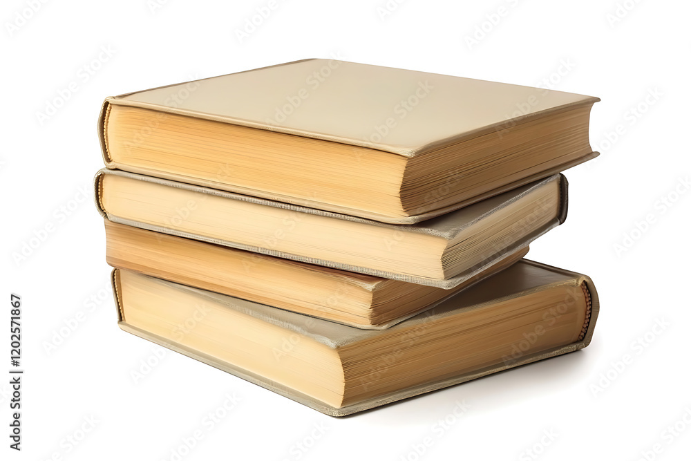 Poster stack of hardcovered old books isolated on a white background