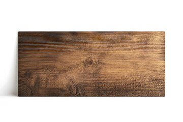 Standing empty old brown wooden board sign isolated on a white background