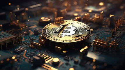 Bitcoin. Golden bitcoin, cryptocurrency, Electronics, finance, money, symbol, Blockchain