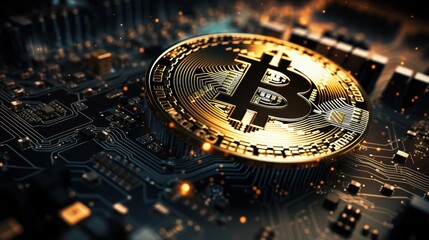 Bitcoin. Golden bitcoin, cryptocurrency, Electronics, finance, money, symbol, Blockchain
