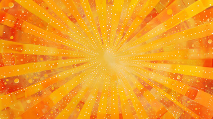 Abstract Orange Sunburst Pattern with Dots and Stripes