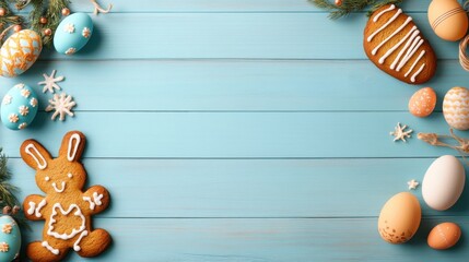 Fototapeta premium Celebrate Easter with delicious gingerbread and vibrant decorations