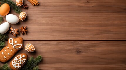 Delightful Easter breakfast with gingerbread, eggs, and festive decorations