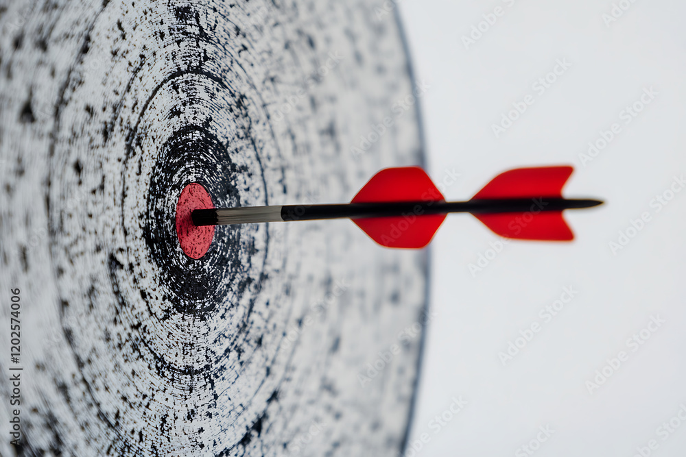 Poster target with red arrow isolated on a white background