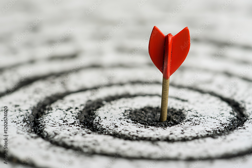 Poster target with red arrow isolated on a white background