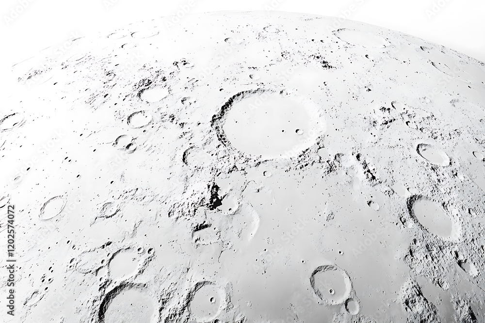 Poster texture of the moon's surface with craters, in grayscale photography, space exploration and geology 