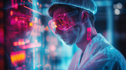 Fototapeta premium Innovative medical holography in action with a focused AI doctor