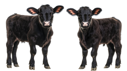 Black Angus Calves Isolated on Transparent Background Generative AI