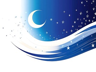 Crescent moon and stars night sky abstract design