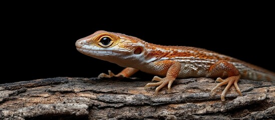Fototapeta premium Stunning Close-Up of a Golden-Eyed Lizard on Bark