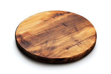 Round wooden empty board isolated on a white background