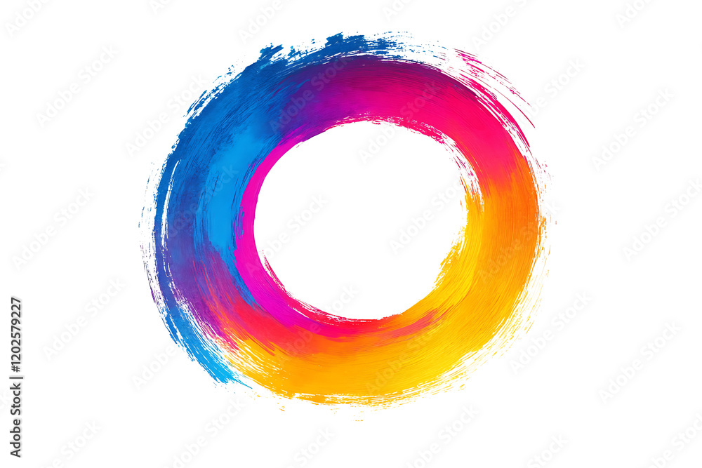 Aufkleber scribble colorful circle brush stroke isolated on a white background
