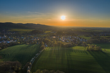 Fototapeta premium sunset taken from drone 