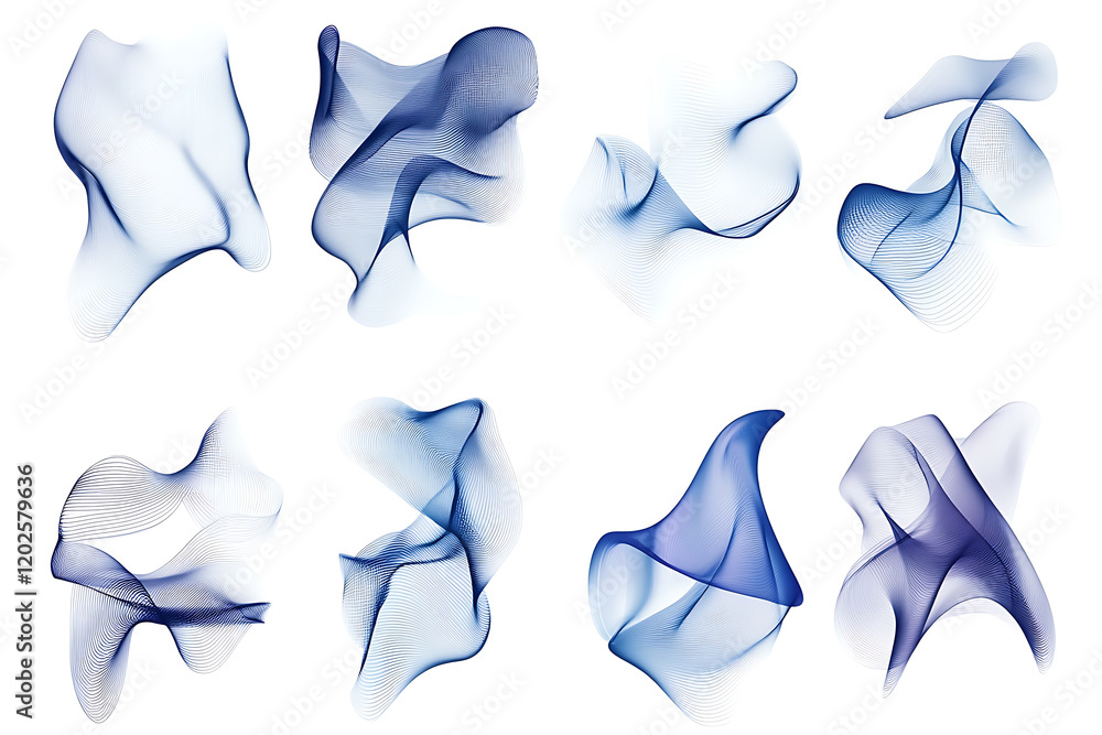 Poster Set of abstract digital design elements isolated on a white background