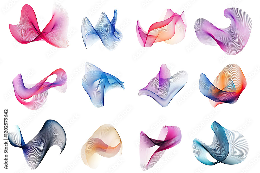 Aufkleber set of abstract digital design elements isolated on a white background