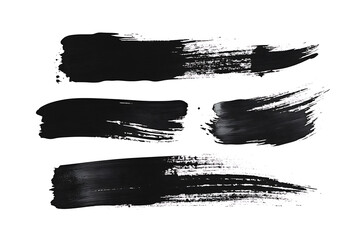 Set of black paint, ink brush strokes, brushes, line isolated on a white background