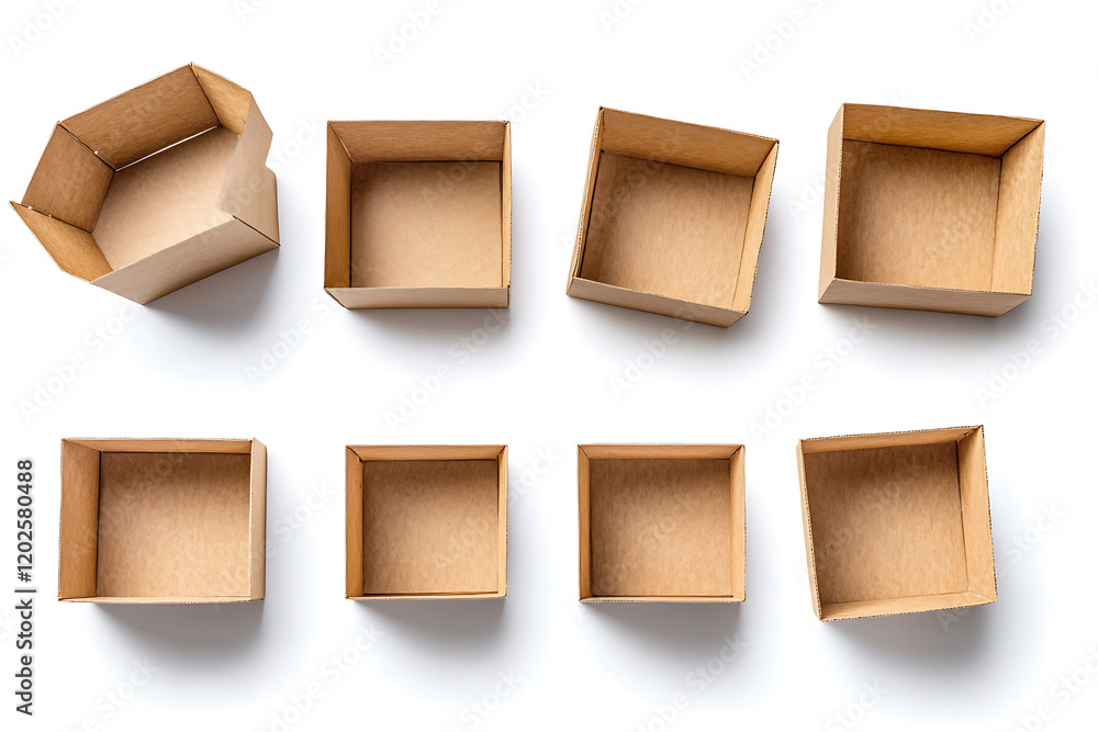Aufkleber set of cardboard boxes isolated on a white background
