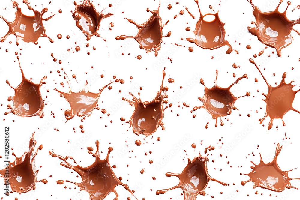 Poster set of chocolate splashes isolated on a white background