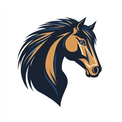 Horse head portrait, equine elegance, white background, equestrian art, logo design