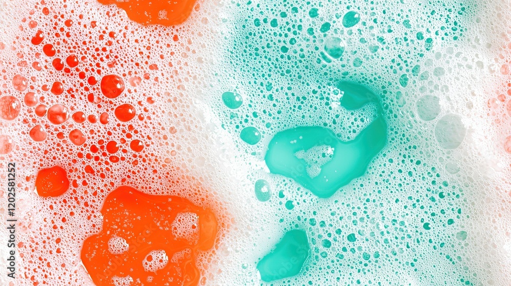 Poster a close-up of a soapy surface with bubbles and a heart-shaped object in the center of the foam