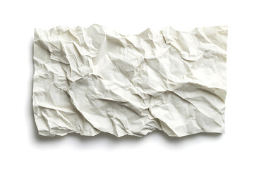 Piece of crumpled blank white craft paper isolated on a white background