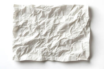 Piece of crumpled blank white craft paper isolated on a white background
