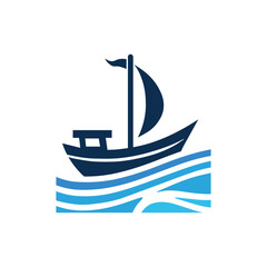 Boat Logo Sleek Center Console Design with Water Splash for Your Nautical Brand