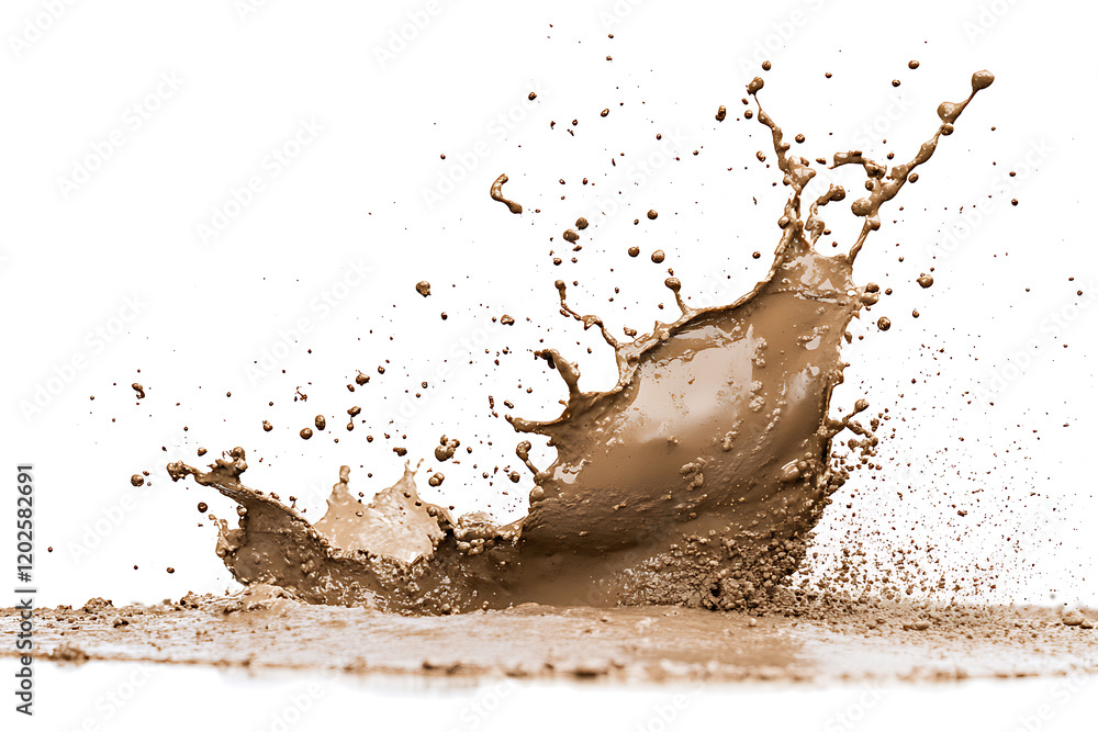 Poster mud splash isolated on a white background