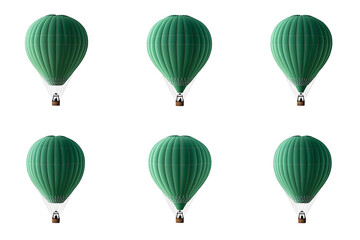 Obraz premium Set of floated green hot-air ballo isolated on a white background