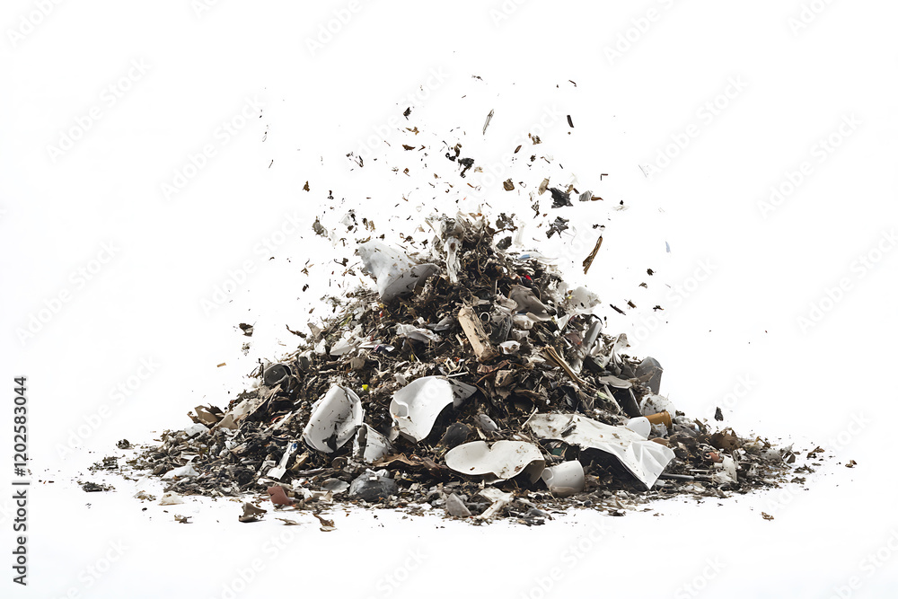 Poster pile of garbage isolated on a white background