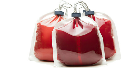 Blood Bags on Transparent Background Generative AI