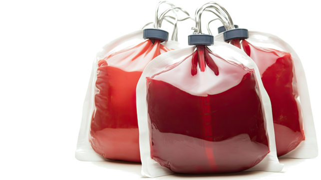 Blood Bags on Transparent Background Generative AI