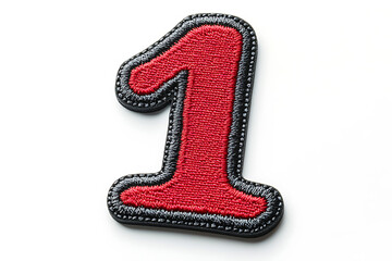 Number 1 embroidery patch isolated a white background