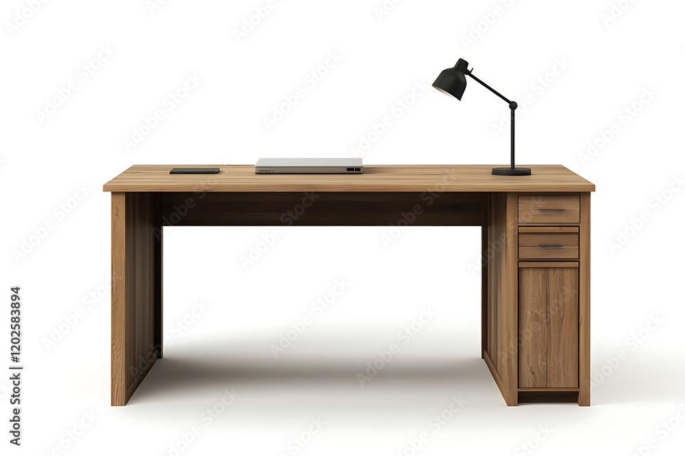 Poster Office desk with lamp table isolated a transparent background